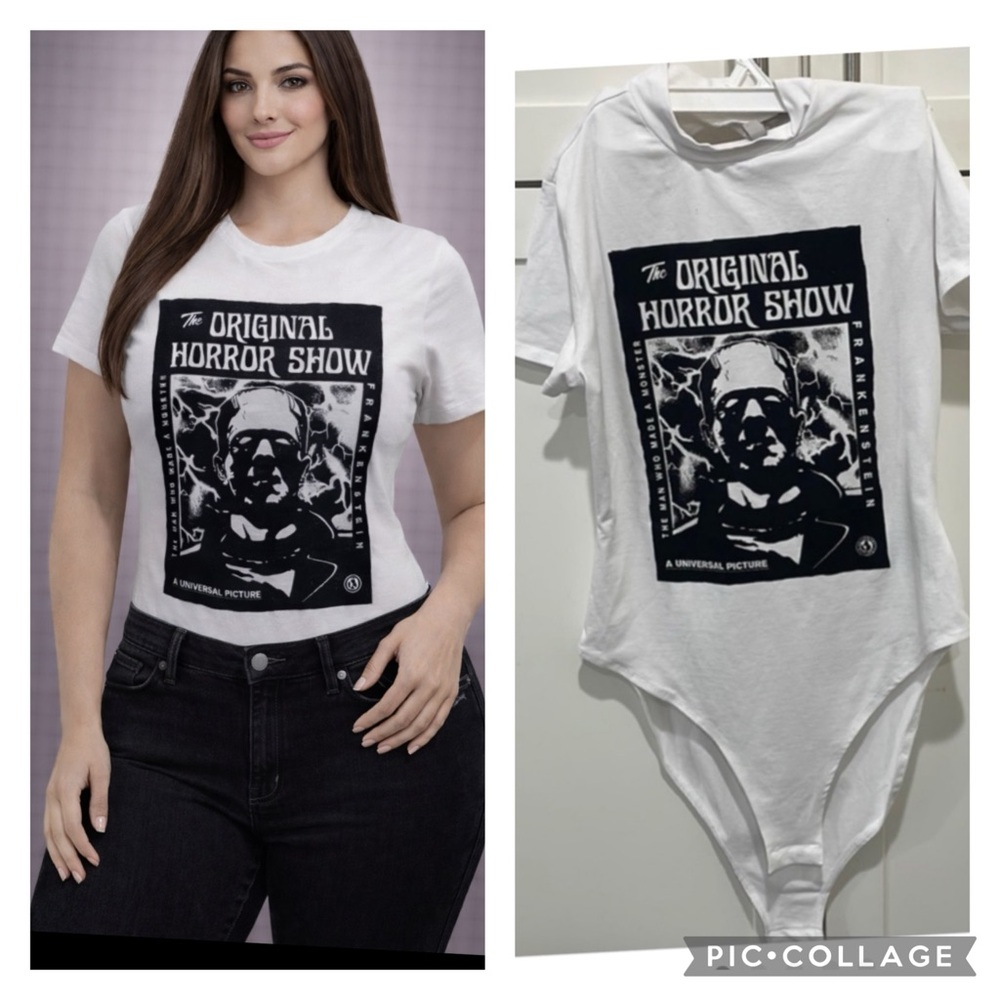 H&M White Graphic Bodysuit